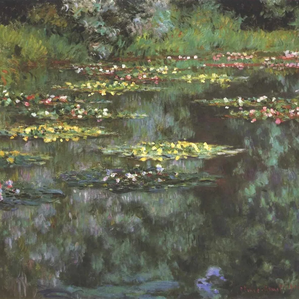 The Water Lily Pond as found: a small, faded archival scan